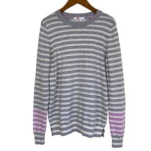 Boden Gray and Purple Striped Crew Neck Sweater